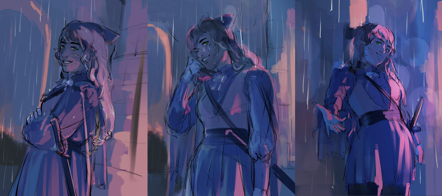 concept sketches for rain illustration